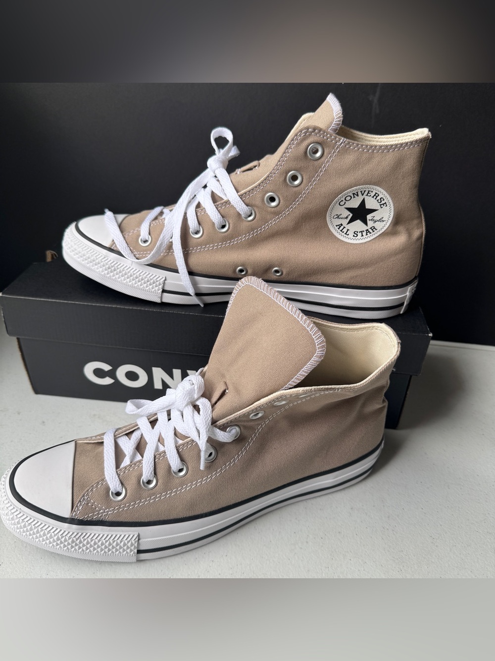 Converse High Top Sneakers in Khaki with White Accents